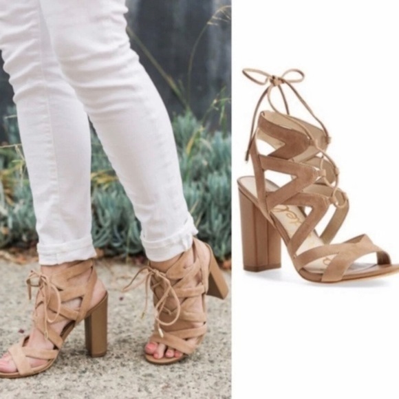Sam Edelman Suede Strappy Open Toe Heels8.5‎ - Picture 1 of 7